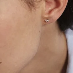 Boucles D'oreilles Puces Jemila Or Blanc Oxyde De Zirconium