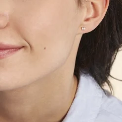 Boucles D'oreilles Puces Jemila Or Blanc Oxyde De Zirconium