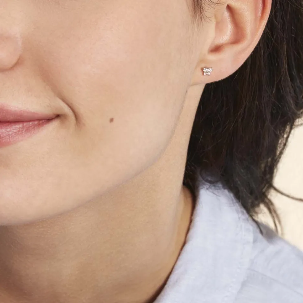 Boucles D'oreilles Puces Jemila Or Blanc Oxyde De Zirconium