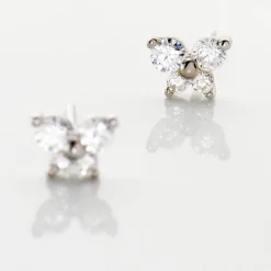 Boucles D'oreilles Puces Jemila Or Blanc Oxyde De Zirconium