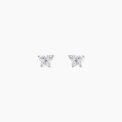 Boucles D'oreilles Puces Jemila Or Blanc Oxyde De Zirconium