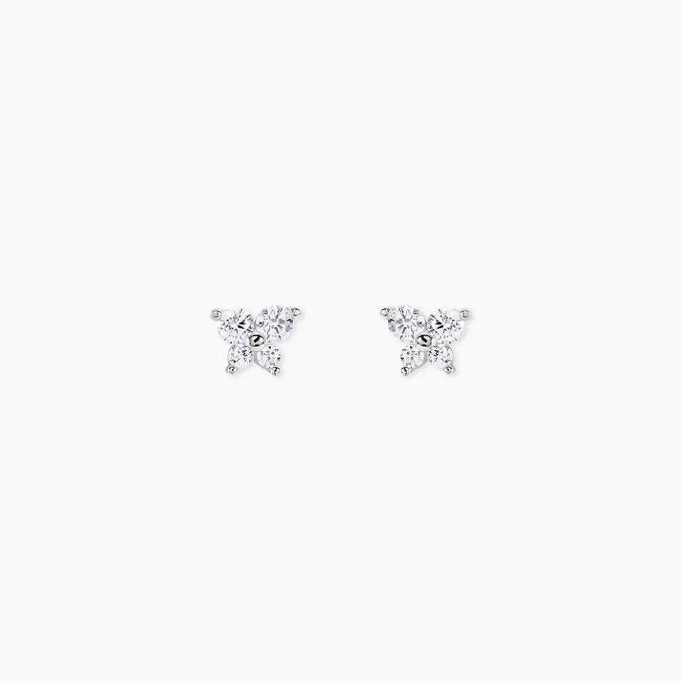 Boucles D'oreilles Puces Jemila Or Blanc Oxyde De Zirconium