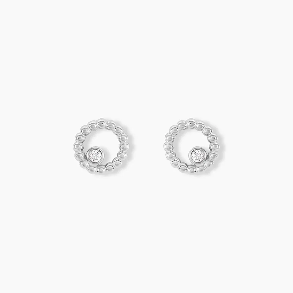 Boucles D'oreilles Puces Joeva Argent Blanc Oxyde De Zirconium