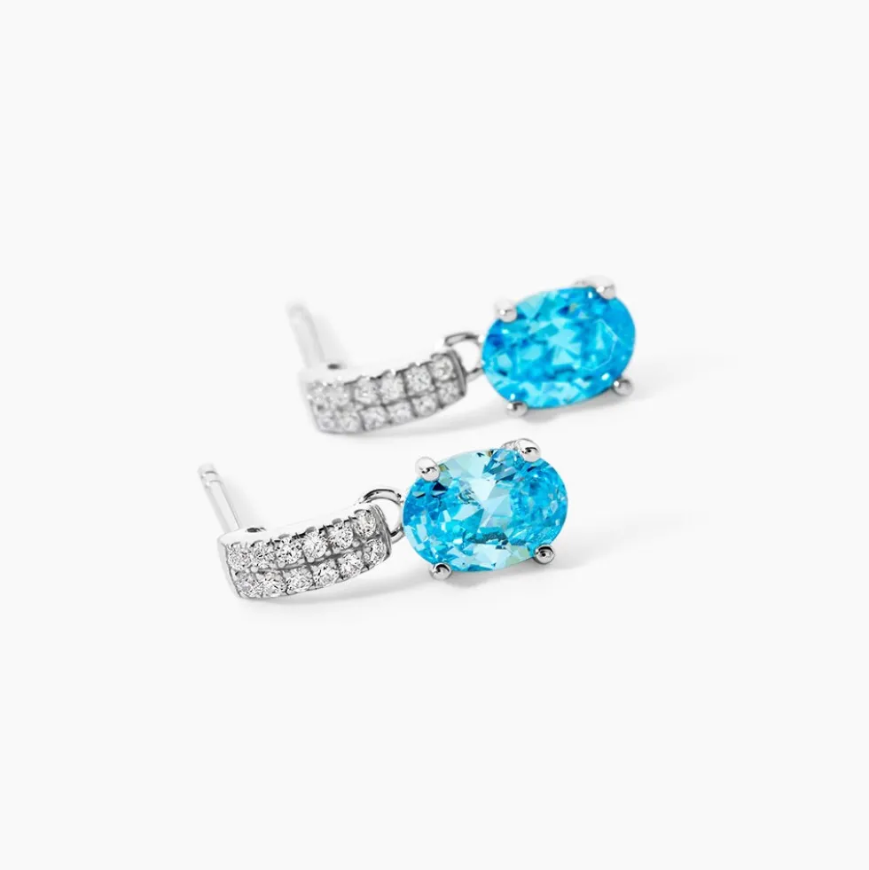 Boucles D'oreilles Puces Josefa Argent Blanc Oxyde De Zirconium