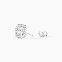 Boucles D'oreilles Puces Justina Argent Blanc Oxyde De Zirconium