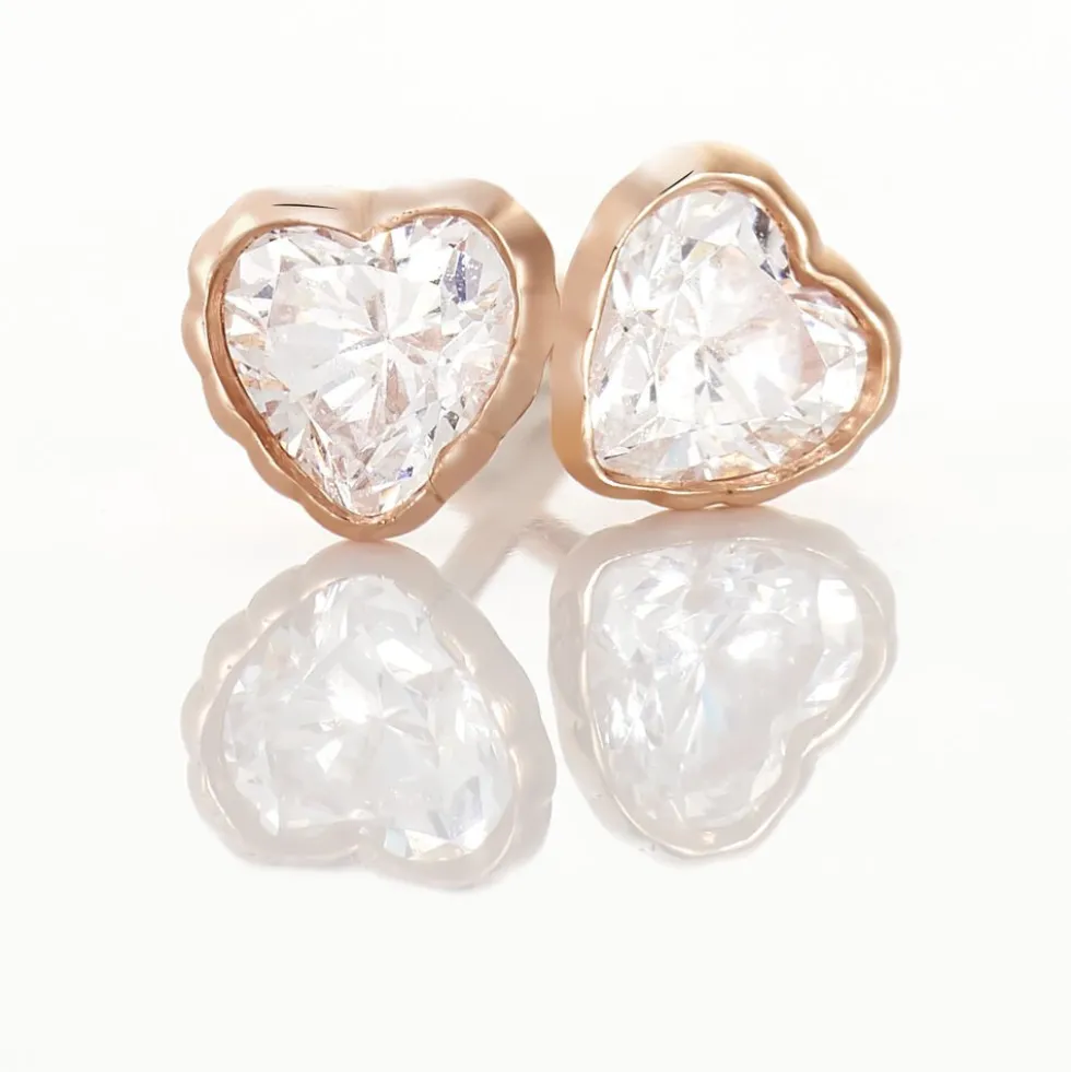 Boucles D'oreilles Puces Kadidjatou Or Rose Oxyde De Zirconium