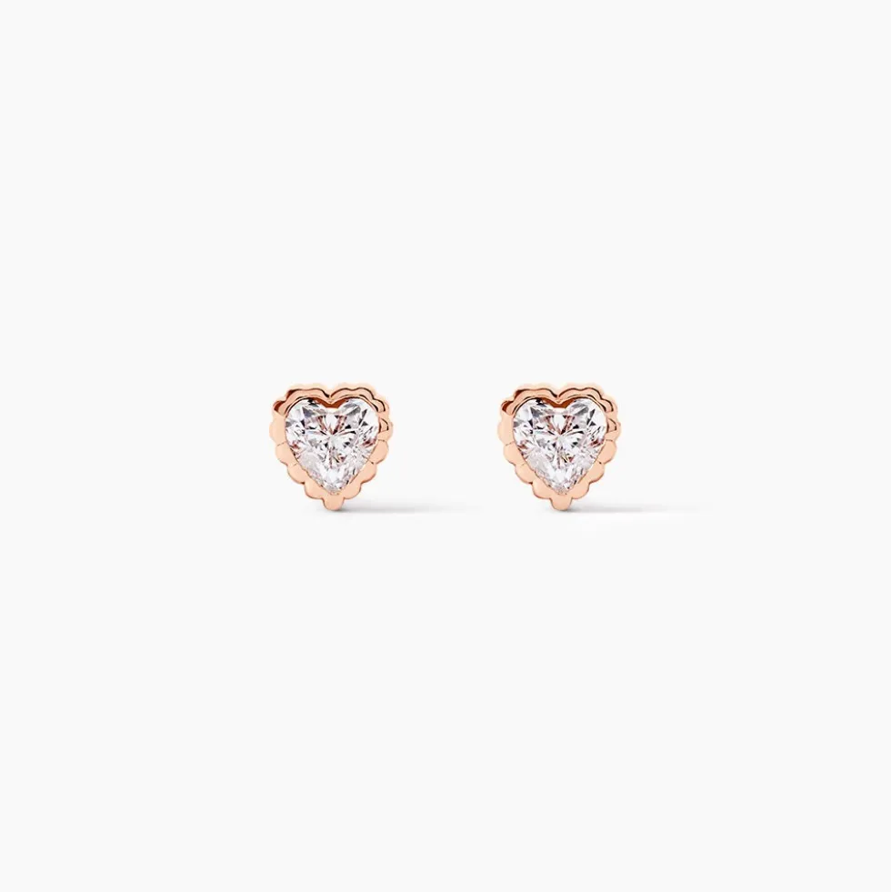 Boucles D'oreilles Puces Kadidjatou Or Rose Oxyde De Zirconium