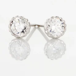 Boucles D'oreilles Puces Kadidia Or Blanc Oxyde De Zirconium