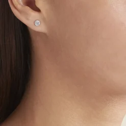 Boucles D'oreilles Puces Kadidia Or Blanc Oxyde De Zirconium