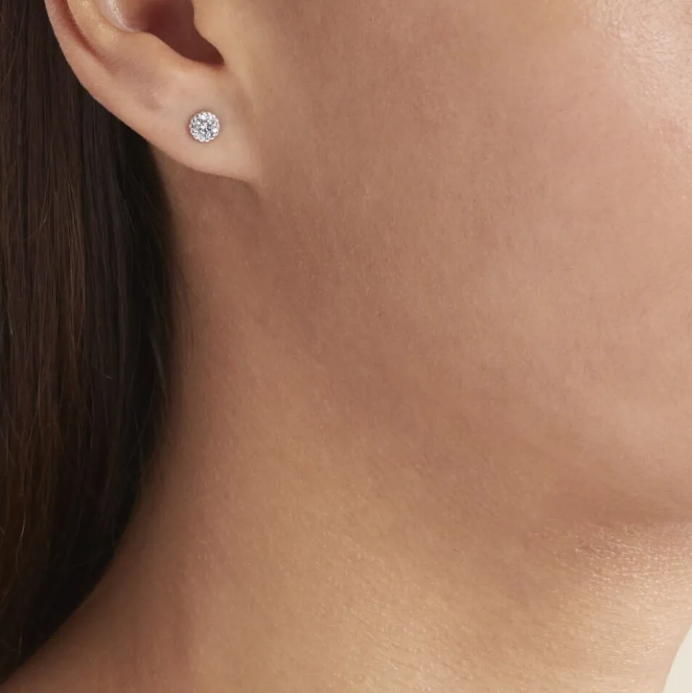 Boucles D'oreilles Puces Kadidia Or Blanc Oxyde De Zirconium