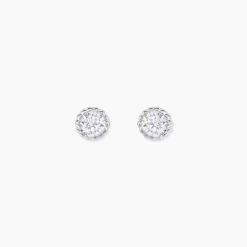 Boucles D'oreilles Puces Kadidia Or Blanc Oxyde De Zirconium