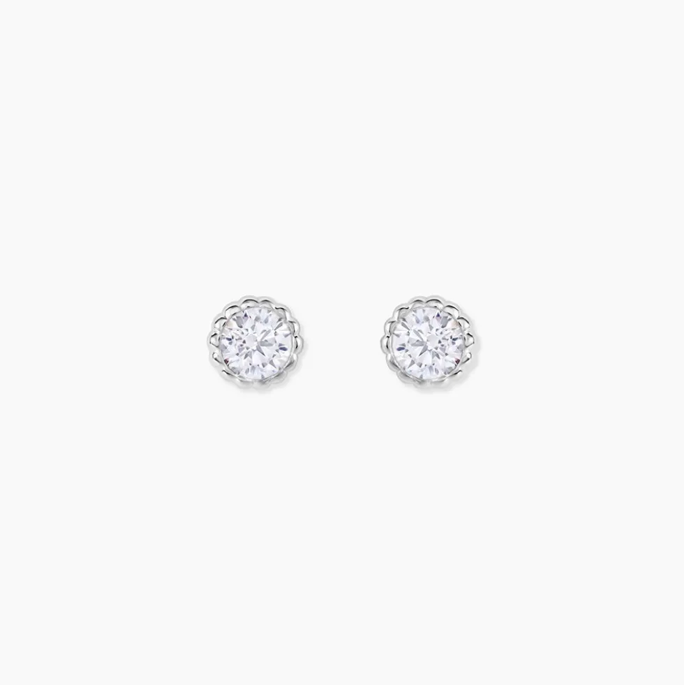 Boucles D'oreilles Puces Kadidia Or Blanc Oxyde De Zirconium
