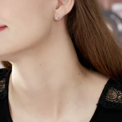 Boucles D'oreilles Puces Kaina Or Blanc Diamant