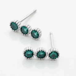 Boucles D'oreilles Puces Kasey Argent Blanc Oxyde De Zirconium