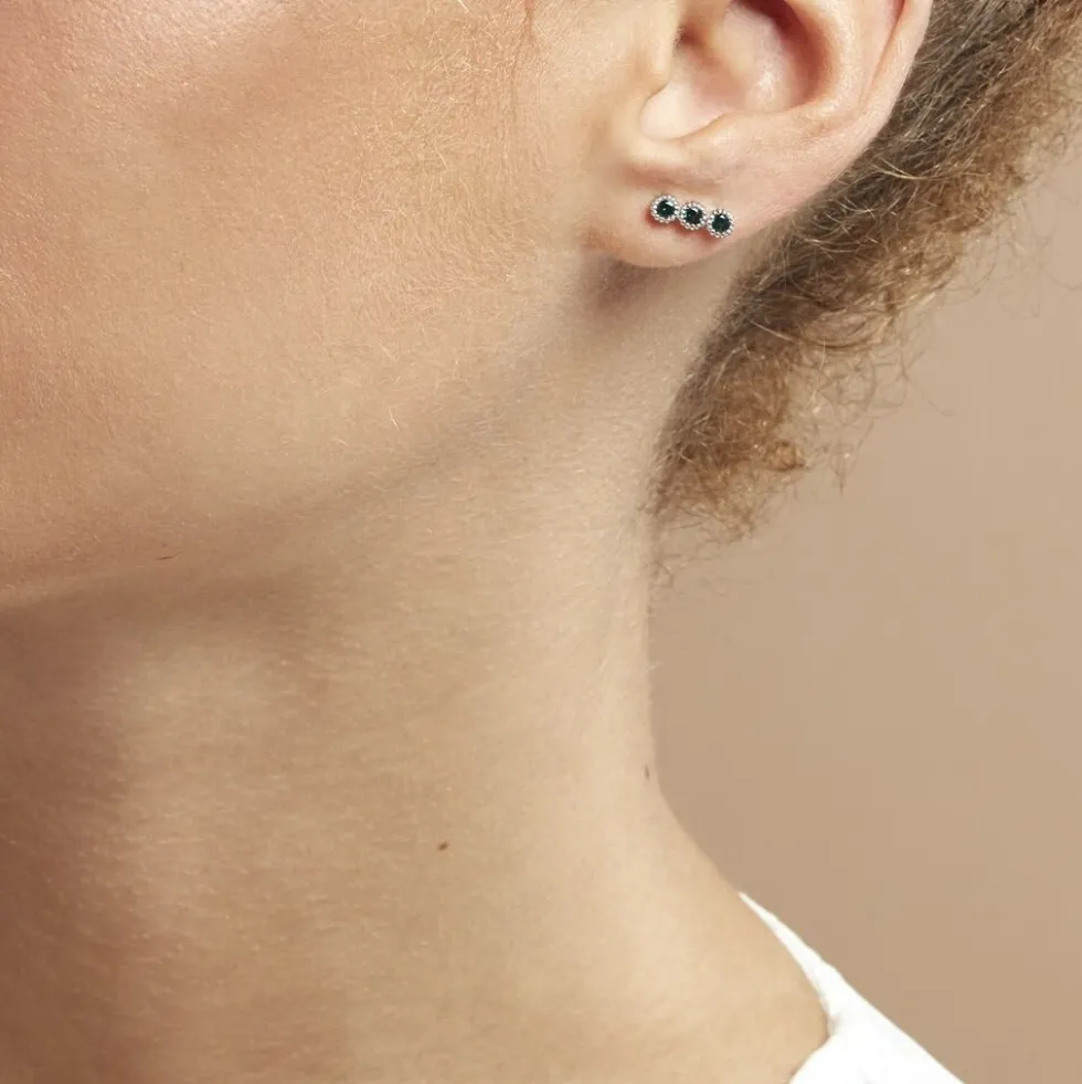 Boucles D'oreilles Puces Kasey Argent Blanc Oxyde De Zirconium