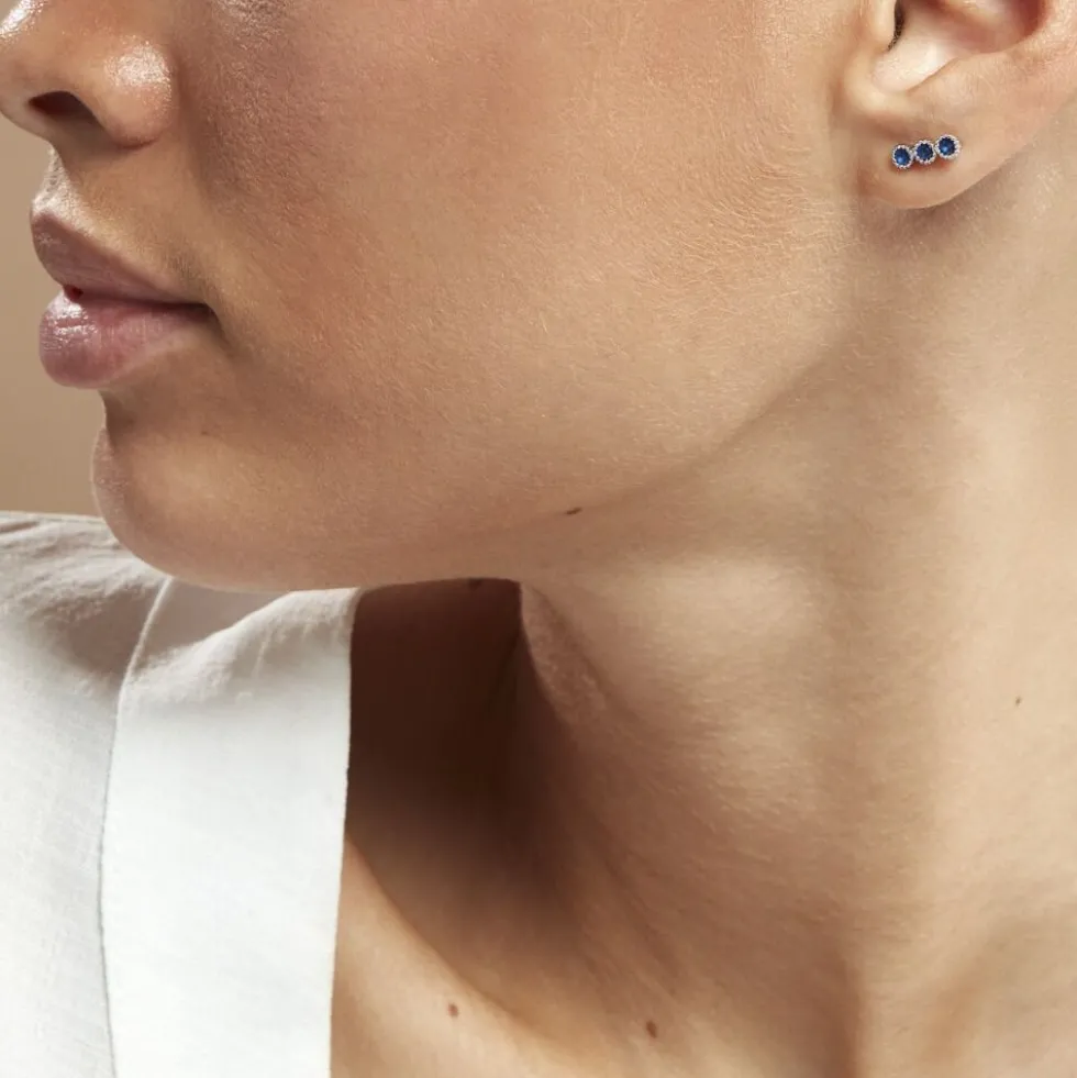Boucles D'oreilles Puces Kasey Argent Blanc Oxyde De Zirconium