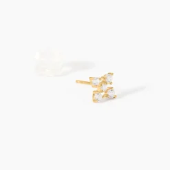 Boucles D'Oreilles Puces Katashi Or Jaune Oxyde De Zirconium