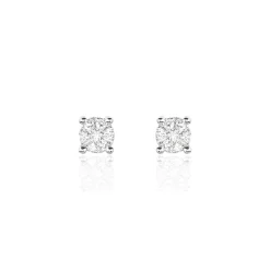 Boucles D'oreilles Puces Kate Or Blanc Diamant
