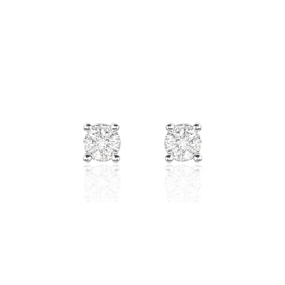 Boucles D'oreilles Puces Kate Or Blanc Diamant
