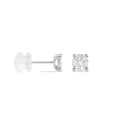 Boucles D'oreilles Puces Kate Or Blanc Diamant