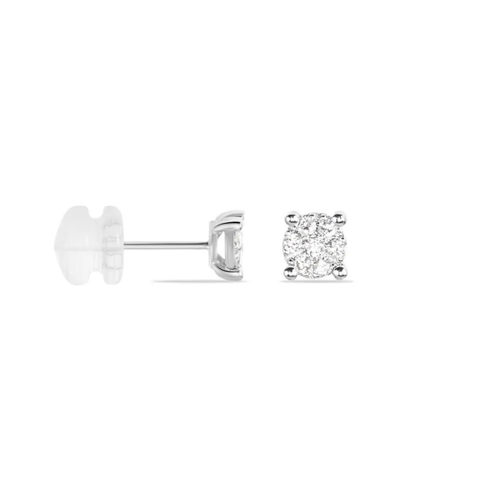 Boucles D'oreilles Puces Kate Or Blanc Diamant