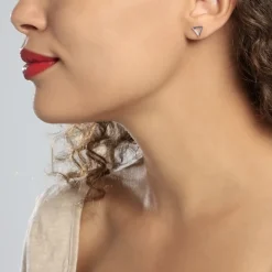 Boucles D'oreilles Puces Katie Argent Blanc