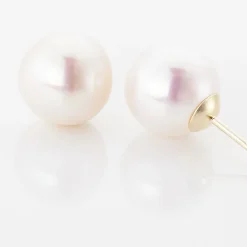 Boucles D'oreilles Puces Kesya Or Jaune Perle De Culture