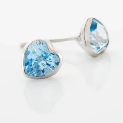 Boucles D'oreilles Puces Klodina Or Blanc Topaze