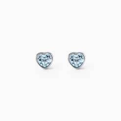 Boucles D'oreilles Puces Klodina Or Blanc Topaze