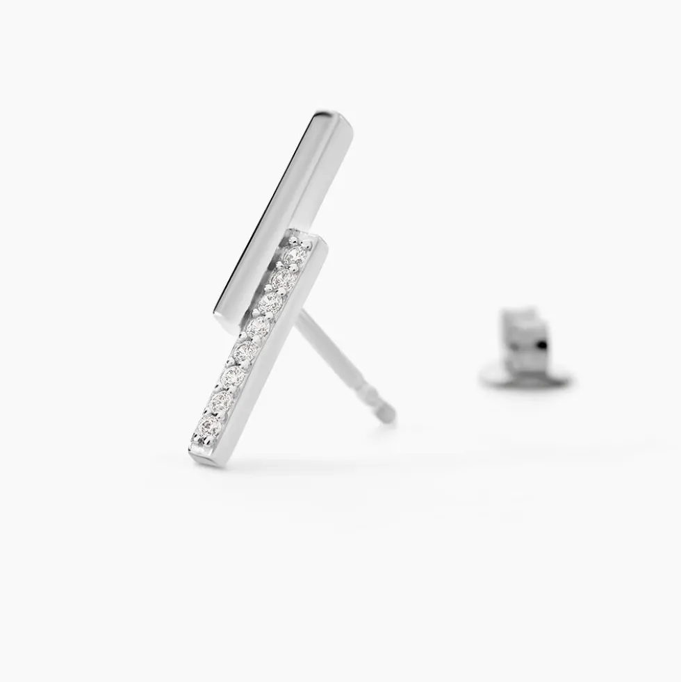 Boucles D'oreilles Puces Kolyane Argent Blanc Oxyde De Zirconium