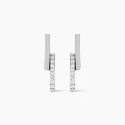 Boucles D'oreilles Puces Kolyane Argent Blanc Oxyde De Zirconium