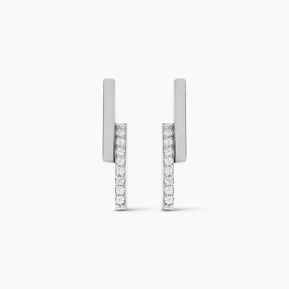 Boucles D'oreilles Puces Kolyane Argent Blanc Oxyde De Zirconium