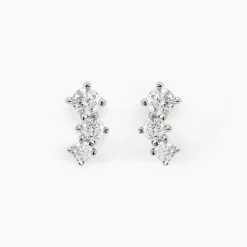 Boucles D'oreilles Puces Kyoto Or Blanc Oxyde De Zirconium