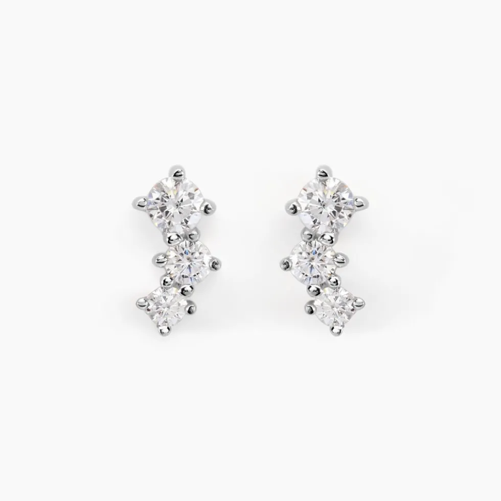 Boucles D'oreilles Puces Kyoto Or Blanc Oxyde De Zirconium