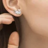 Boucles D'oreilles Puces Lacoste Crocodile Acier Blanc