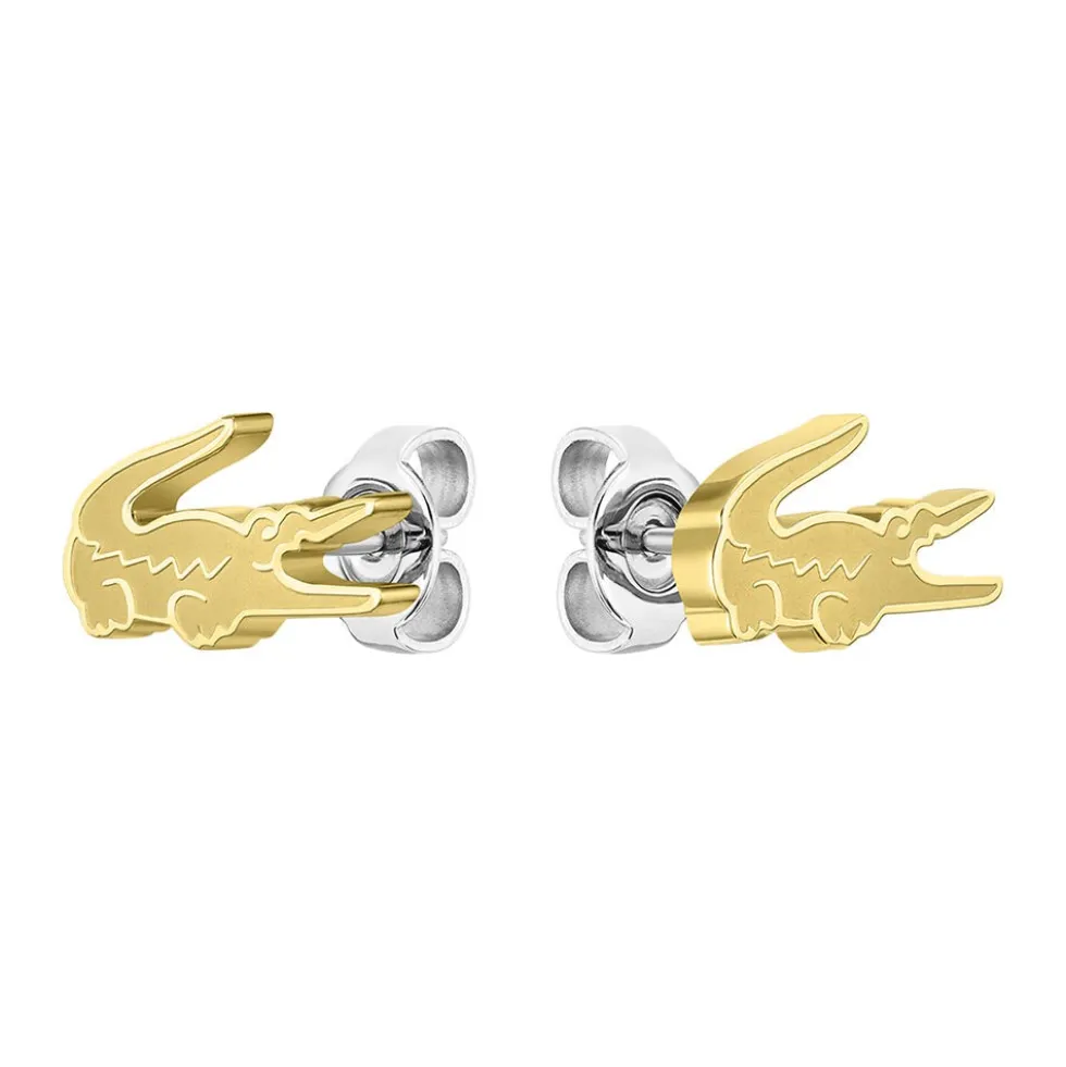 Boucles D'oreilles Puces Lacoste Crocodile Acier Jaune
