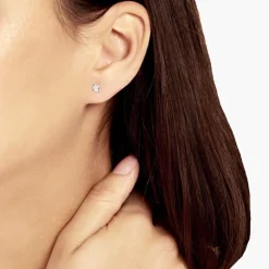 Boucles D'oreilles Puces Laena Argent Blanc Oxyde De Zirconium