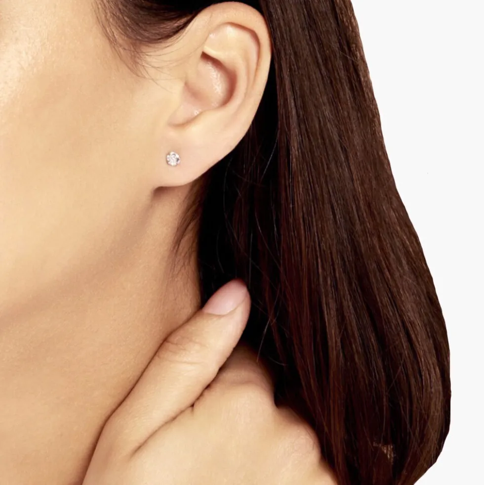 Boucles D'oreilles Puces Laena Argent Blanc Oxyde De Zirconium