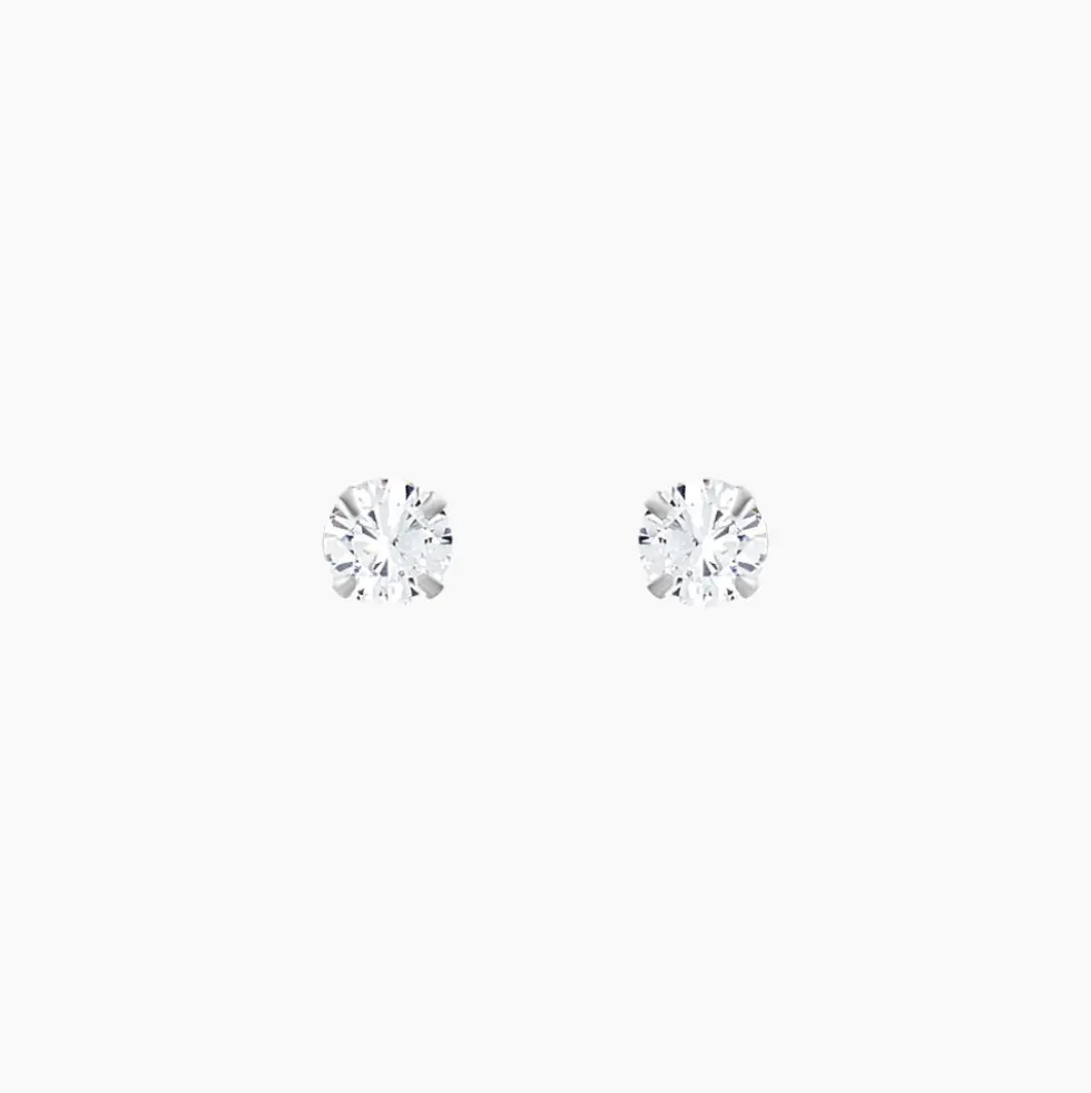 Boucles D'oreilles Puces Laena Argent Blanc Oxyde De Zirconium
