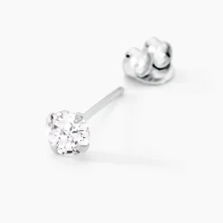 Boucles D'oreilles Puces Laena Argent Blanc Oxyde De Zirconium
