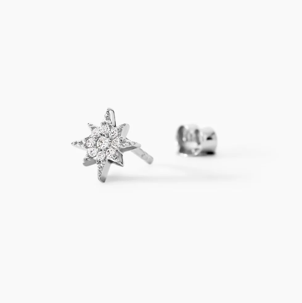 Boucles D'oreilles Puces Layana Argent Blanc Oxyde De Zirconium