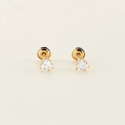 Boucles D'oreilles Puces Leidi Or Jaune Oxyde De Zirconium