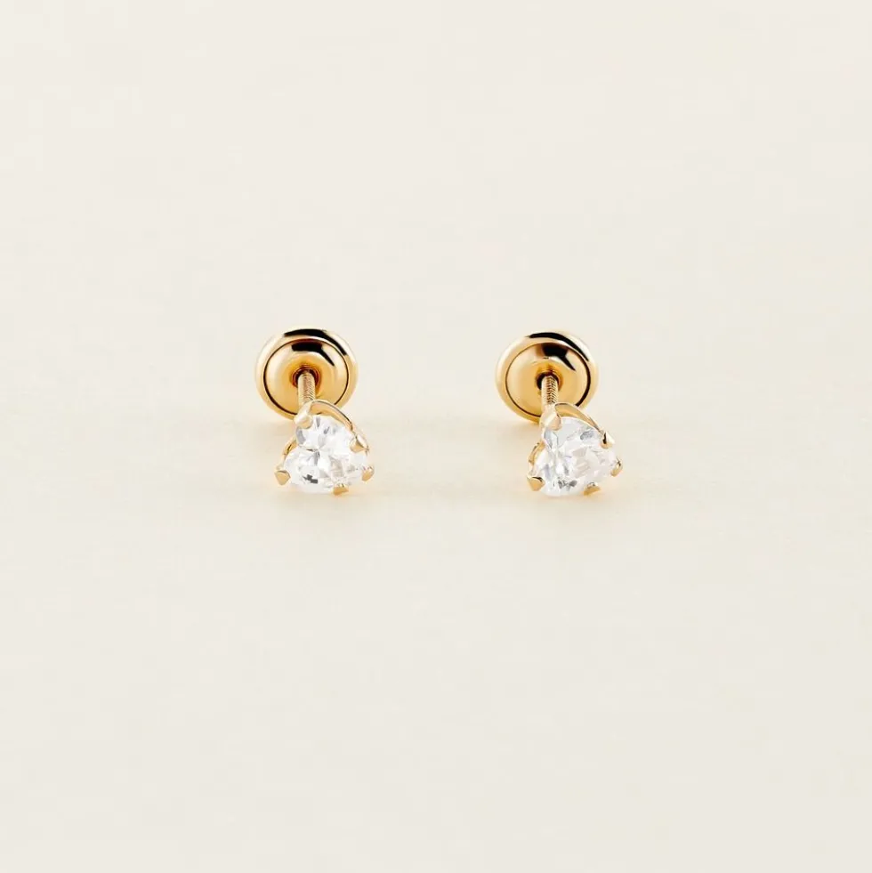 Boucles D'oreilles Puces Leidi Or Jaune Oxyde De Zirconium