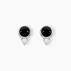 Boucles D'oreilles Puces Lonna Argent Blanc Verre Oxyde De Zirconium