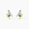 Boucles D'oreilles Puces Loubra Or Jaune Emeraude