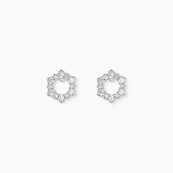 Boucles D'oreilles Puces Louwenn Argent Blanc Oxyde De Zirconium