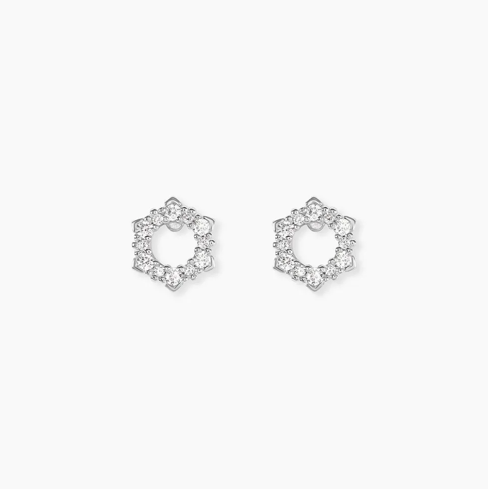 Boucles D'oreilles Puces Louwenn Argent Blanc Oxyde De Zirconium