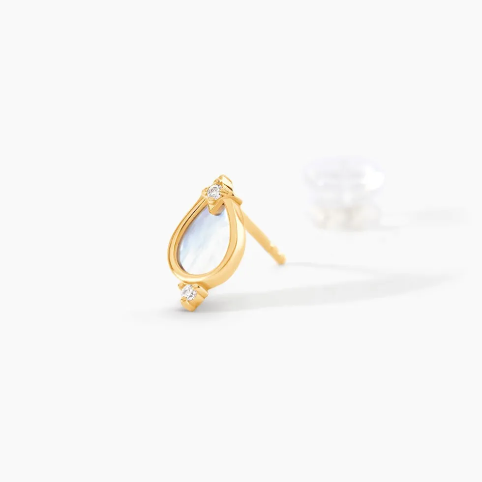 Boucles D'Oreilles Puces Luminea Or Jaune Nacre Oxyde De Zirconium