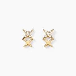 Boucles D'oreilles Puces Lumiere Or Jaune Oxyde De Zirconium