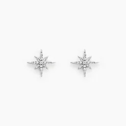 Boucles D'oreilles Puces Lysianne Argent Blanc Oxyde De Zirconium